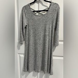 NWOT Olivia Rae Heather Gray 3/4 Sleeve w/Laced Back Detail Skater Dress Size L